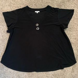 89th + Madison Black Toggle Button Blouse 2X